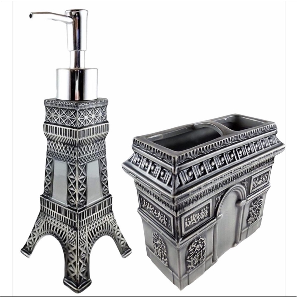 Paris 4 piece Bath Eiffel Parisian French  Set - Picture 2 of 6